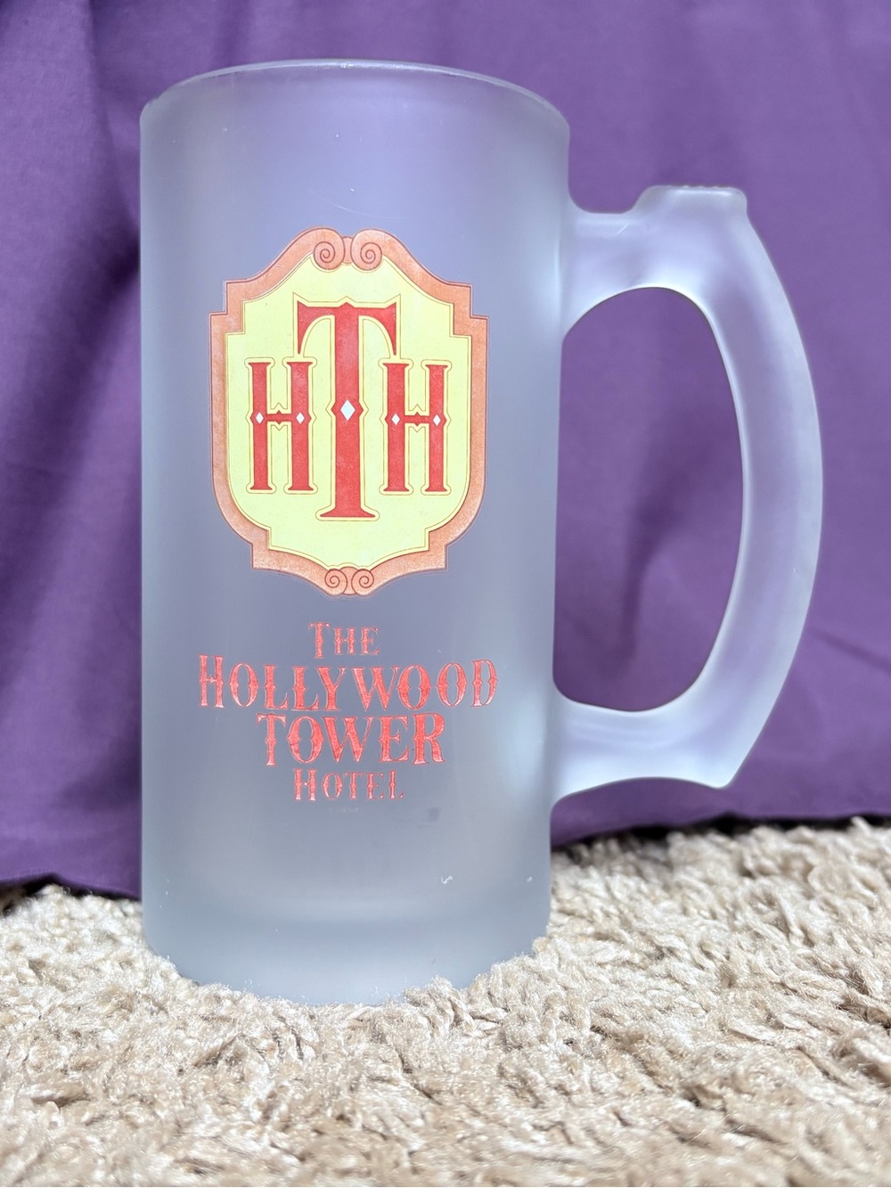Disney Hollywood Tower Hotel frosted glass mug